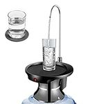 Water Bottle Dispenser Pump with Coaster, Automatic Electric Drinking Water Pump for 1-5 Gallon Water Jugs, Portable/USB Rechargeable Li-ion Powered/BPA-Free for Home, Kitchen, Office, Outdoor Camping