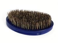 360 WAVE BRUSH/CAESARS (MED/SOFT BLUE) + BRUSH CLEANER Reinforced Nylon and Boar Bristle Wave Brush with Contoured Wood Base