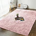 MOONLIGHT20015 Rugs Living Room – Fluffy Shaggy Small Area Rugs for Bedroom Anti-Slip – Modern Super Soft Thick Pile Rug - Plush Carpet Non Shedding Easy To Clean, (Pink, 50cm x 80cm)