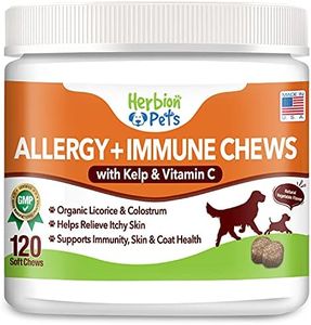 Herbion Pets Allergy + Immune Chews with Kelp & Vitamin C, 120 Soft Chews – Supports Immunity, Skin & Coat Health – Relieves Itchy Skin – Made in USA. Natural Vegetable Flavor – for Dogs 12 Weeks +