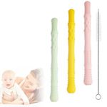 Teether for Baby,Teething Sticks for Babies,3 PCS Silicone Tubes Teethers for 6 to 12 Months,Food Grade Silicone,Infant Teething Relief Chew Tubes Toddler Teething Straws Baby Gifts
