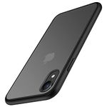 TENDLIN Compatible with iPhone XR Case Translucent Matte Hard Back with Soft Silicone Bumper Comfortable Case (Black)