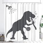 Dinosaur Shower Curtain, Funny Shower Curtain Set Shower Curtains for Bathroom, Black White Cartoon Animal Shadow Bathroom Accessories Art Home Decor 72"X72"