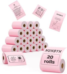 MUNBYN 2 1/4" x 50' Pink Thermal Paper, Kids Camera Refill Print Paper, Receipt Paper(20 Rolls), BPA Free Thermal Receipt Paper Fits 58mm Mini Thermal POS Printer, Square Terminal Credit Card Machines