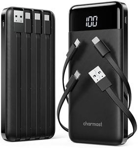 Charmast 2 Pack of Portable Chargers with Built in Cables, 2PCS 10000mAh Portable Charger Power Bank with Built-in Cables,Travel Battery Pack for iPhone Samsung Pixel LG Moto iPad(Black+Black)