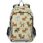 Cute Puppies Dogs Kids backpack for School Bookbag Large Capacity Backpacks Daypack School Bag for Girls Boys Travel Elementary School Outdoor with Chest Strap Gifts, Multi