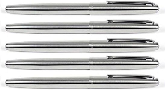 Gullor 5 PCS Stainless Steel EF Nib Classic Fountain Pens Set with Ink Converters