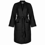 ORMES Muslin Unisex Bathrobe,Turkish 100% Cotton,Soft, Absorbent, Natural Garment Wash, Black, Large-X-Large