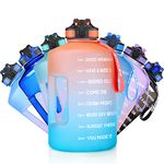 SLUXKE Gallon Water Bottle with Straw and Motivational Time Marker Easy Sipping Leakproof BPA Free 128OZ/74OZ Large Fitness Sports Water Jug to Ensure You Drink Enough Water Throughout The Day