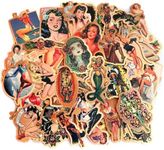 American Traditional Stickers Vintage Retro Pinup Sticker Pack, Vinyl Waterproof Decals for Laptops, Water Bottles, Cars, Bikes, Motorcycles, Skateboards, Men Cave Décor