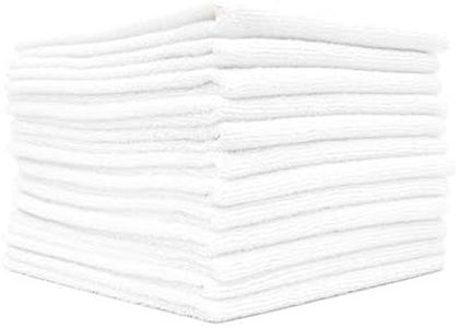 (12-Pack) 12 in. x 12 in. Commercial Grade All-Purpose Microfiber HIGHLY ABSORBENT LINT-FREE STREAK-FREE Cleaning Towels - THE RAG COMPANY (White)