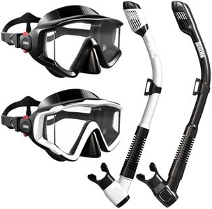 Aegend Snorkel Diving Mask for Adult Men Women – Diving Goggles Anti-Fog Tempered Glass Lens | for Adult Snorkeling, Swimming & Diving Gear (Black & White-2 Pack)