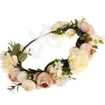 KalluliCC Champagne Flower Headband Floral Crown，Flower Crowns for Women, Flower Crown for Girls, Flower Girl Headpiece,Artificial Flowers Bridal Headbands for Bachelorette Party Wedding Thanksgiving Day Christmas Festival Party Champagne