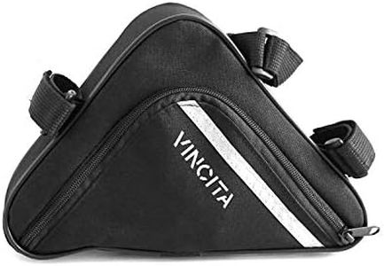 Vincita Bike Small Triangle Frame Bag - Cycling Frame Pack with Adjustable Strap, Reflective Trim - for Mountain Bike/MTB Road, Hybrid - Bicycle Accessories (Black)