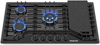 GASLAND Gas Cooktop 36 Inch with Griddle, PRO GH3365EF 5 Burner Propane Stovetop with Reversible Cast Iron Grill/Griddle, Gas Countertop Plug-in, NG/LPG Convertible Cooktops, Black