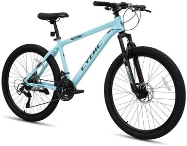 CYBIC Mountain Bike with 21-Speed, 26 Inch Aluminum Frame, Dual Disc Brake Mens and Womens Mountain Bicycle, Lightweight Cycling Bike, MTB Bicycle for Adults (Light Blue, 26IN)