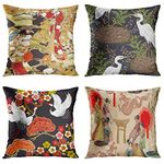 Britimes Throw Pillow Covers Home Decor Set of 4 Pillow Cases Decorative 18 x 18 Inches Outdoor Cushion Couch Sofa Pillowcases Japanese