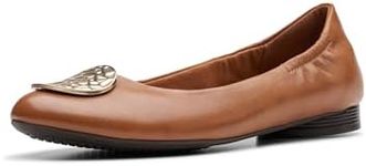 Clarks Women's Loreleigh Ave Ballet Flat, Tan Leather, 5