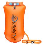 WholeFire 20L Swim Buoy Waterproof Inflatable Dry Bag Swim Safety Float for Water Sports, Open Water Swimmers, Triathletes, Kayakers and Snorkelers - Highly Visible Buoy Float for Safe Swim Training