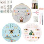 Yixhua 3 Sets Practice Embroidery Kit for Beginners,Cross Stitch Kit Adult with Pattern Starter Hand Embroidery with Instructions Arts and Crafts for Adult Learn to Embroider DIY Kits