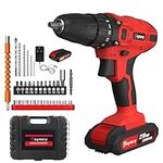 45Nm Impact Driver Set, Cordless Drill Combo Kit with 1 x 1.5Ah Battery & Fast Charger, 25+1 Torque, Variable Speed, Forward and Reverse Setting, Red