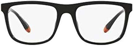 A|X ARMANI EXCHANGE Men's AX3101U Universal Fit Square Prescription Eyewear Frames, Shiny Black/Demo Lens, 55 mm