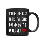 QASHWEY Romantic Gifts for Her Him Coffee Mug, You're The Best Thing I’ve Ever Found on The Internet Black Coffee Cups Ceramic 11oz, Long Distance Relationship Gifts, I Love You Gifts For Him Her