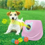 YEEGO DIRECT Dog Ball Thrower Launcher for Small and Medium Dogs, Automatic Dog Ball Launcher with 6 High Pinballs,Interactive Dog Toys Pet Ball Indoor Outdoor Thrower Machine (Pink)