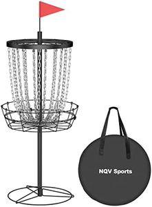 NQV Panier de golf à disque portable à 24 chaînes avec sac de transport, panier de golf, cibles de disque, but de golf, cage de golf à disque, cage de golf à disque, pratique extérieure et intérieure