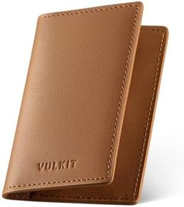 VULKIT Leather Business Card Holder 2 Sided Slim Business Name Card Organizer for Men or Women(Nappa Brown)