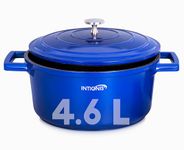 Premium 24cm/ 4.6L Non Stick Casserole Dish with Lid - Versatile Oven to Hob Heavy Duty - Induction Ready, German Greblon Coating for Chemical Free Cooking - Blue