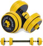 NICE C Adjustable Dumbbell Barbell Weight Pair, Free Weights 2-in-1 Set, Non-Slip Neoprene Hand, All-Purpose, Home, Gym, Office (Barbell 22lb or Dumbbell 11lb Set)