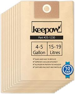 KEEPOW 10 Shop Vac Bags 25-1230 for Stanley 4-5 Gallon Wet/Dry Vacuums SL18129, SL18130, SL18130P, Vacuum Bags Replacement