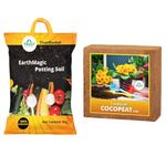 TrustBasket Cocopeat for Plants (5kg) + Earth Magic Potting Soil Mix for Plants (5 kg) | Garden Soil Combo