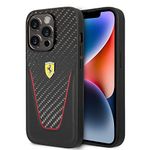 CG MOBILE Ferrari iPhone 14 Pro Case [Official Licensed] Aperta in Leather & Carbon Fiber Protective Case/Cover Designed for iPhone 14 Pro (6.1-Inch) 2022 - Black