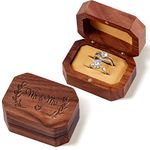 Yaomiao Wooden Wedding Ring Box for 2 Rings Mr and Mrs Vintage Engraving Ring Holder Case with Magnetic Rustic Engagement Ring Box Gift for Proposal Wedding Anniversary Accessories (Simple Style)