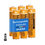 6 Pack HHR-55AAABU NI-MH AAA Rechargeable Battery for Panasonic, 1.2v 550mAh Rechargeable AAA Batteries for Cordless Phone, Remote,Controls, Electronics