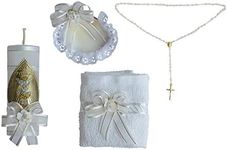 Baptism Kit Christening Catholic Handmade Includes Rosary Towel Candle and Shell Kit De Bautizo Religious Gift White, 10, Shell