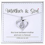 AmpleLove Mom Gifts, Sterling Silver Mother hugs Baby Heart Necklace for Mother & Son, Mom Necklaces for Women, Birthday Gifts for Mom, Ideas