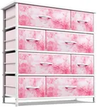 Sorbus Dresser with 8 Drawers - Furniture Storage Chest for Kid’s, Teens, Bedroom, Nursery, Playroom, Clothes, Toys - Steel Frame, Wood Top, Fabric Bins (Tie-dye Pink)