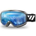 WISTON Ski Goggles - OTG Snow/Snowboard Goggles for Men, Women & Youth - 100% UV Protection (Matte Grey Frame/Sapphire Lens)