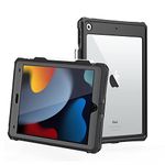 MRUOZRUI Table 10.2 Waterproof Case Compatible with iPad 9th 8th 7th Generation 2023-2019, Built-in Screen Protector with Strap Stand Pencil Holder, Full Body Heavy Duty Protective Shockproof Case