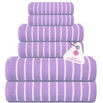 Casa Copenhagen Ecstatic 6 Pieces Towel Set- Purple Rose, 600 GSM 2 Bath Towel 2 Hand Towel 2 Washcloth, Designed in Denmark Made of Soft Egyptian Cotton for Bathroom, Kitchen & Shower