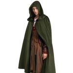 JEGERMIG Renaissance Hooded Cloak Halloween Costume Medieval Cosplay Wizard Witch Cape for Men and Women