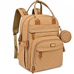 BabbleRoo Diaper Bag Backpack - Baby Essentials Travel Tote - Multi function Waterproof Diaper Bag, Travel Essentials Baby Bag with Changing Pad, Stroller Straps & Pacifier Case - Unisex, Beige