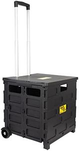 dbest products Quik Cart Pro Wheeled Rolling Crate Teacher Utility with seat Heavy Duty Collapsible Basket with Handle, Black