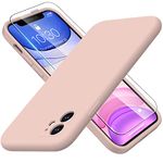 DorisMax Designed for iPhone 11 Case with Screen Protector - Upgraded Camera Lens Protector - Soft Full Coverage Liquid Silicone Cover - Scratch-Proof Protective Phone Case 6.1 inch - Baby Pink