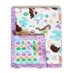 Silverlinen Magical Mermaids 100% Cotton 3 Layer Reversible Single Blanket Dohar for Kids for Girls - Multicolour(Size 56x70 Inches)