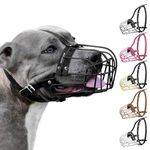 BRONZEDOG Pitbull Dog Muzzle Metal Mask Amstaff Wire Basket Pit Bull Adjustable Leather Straps for Large Dogs (Black)