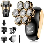 SHPAVVER Head Shavers for Bald Men: 5-in-1 Upgraded Electric Razor - IPX7 Waterproof Shaving Grooming Kit for Balder - Turbo Speed & Precision Blades (Gold Black)